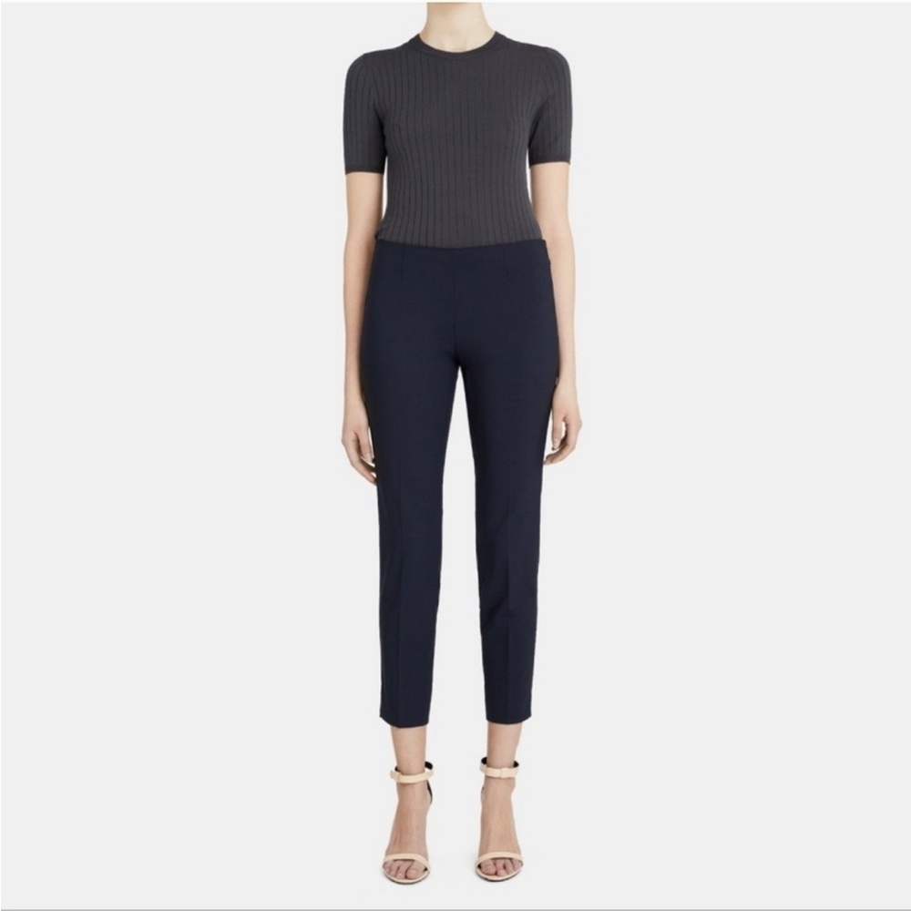 Theory "Belisa" Black Stretch Side Zip Pants Cotton Canvas Women's Size 8